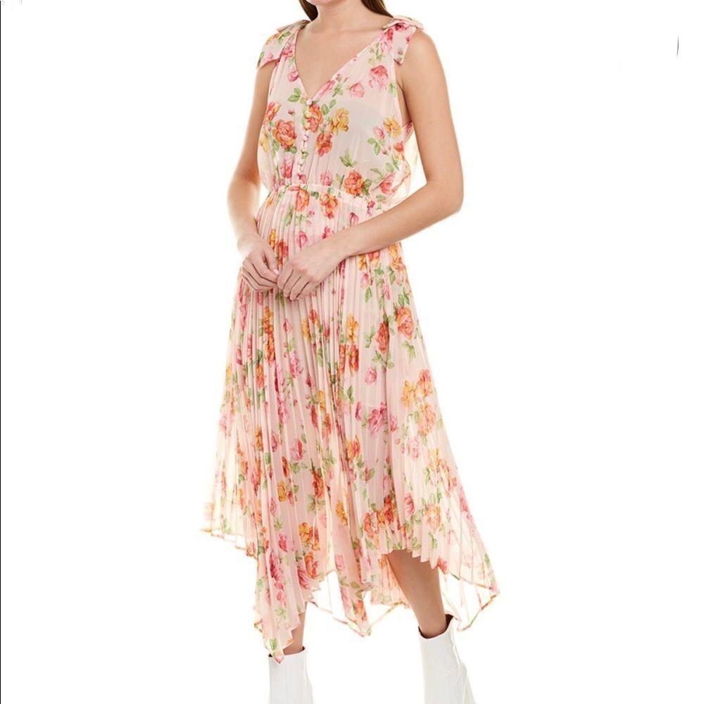 NWT The Kooples Antique Flowers Pleated Midi Dress